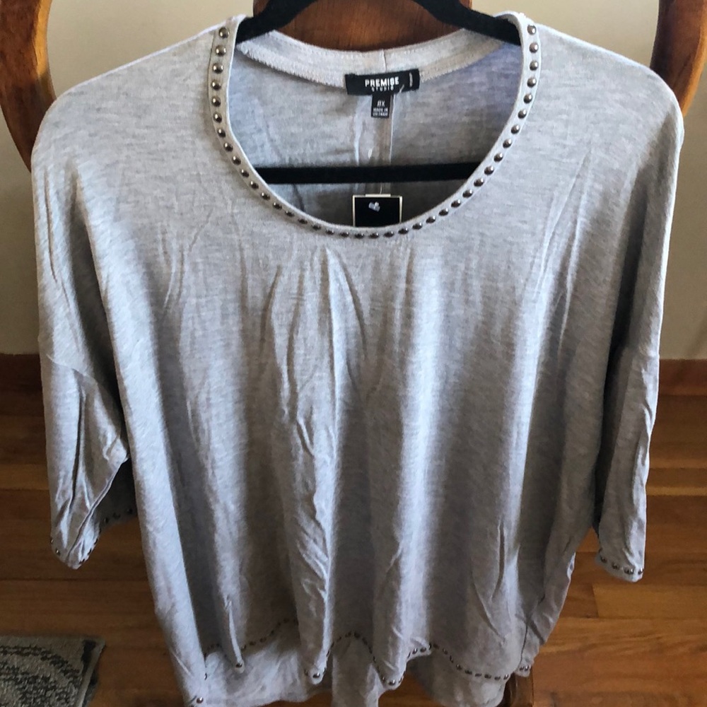 Gray Studded Top by Premise Studio